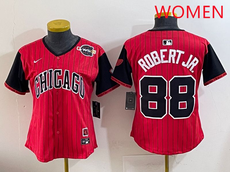 Women 2025 Chicago White Sox #88 Robert jr Red Joint Name Nike MLB Jersey style 11